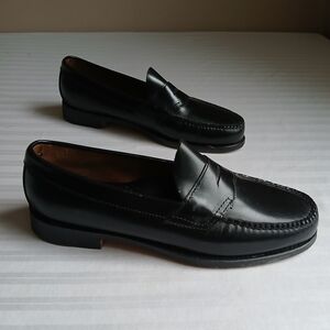 Bass Weejuns Loafers Mens 10 D Black Leather Slip On Comfort Vintage